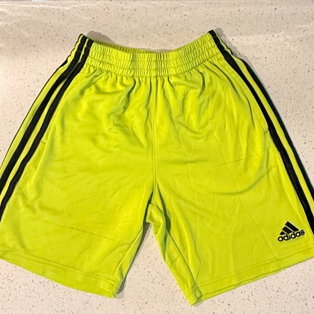 Adidas Boys’ Athletic Shorts – Size 10/12 (Medium) – Neon Yellow with Black